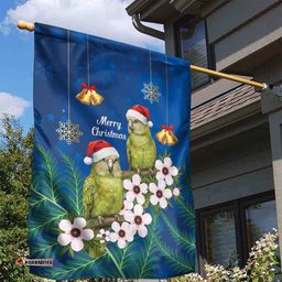 New Zealand Kakapo Christmas Garden Flag Owl Parrot Santa Sliver Fern Manuka - Blue LT14