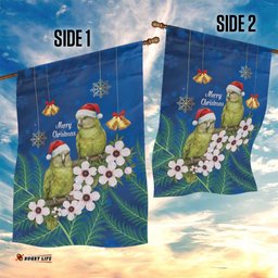 New Zealand Kakapo Christmas Garden Flag Owl Parrot Santa Sliver Fern Manuka - Blue LT14