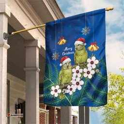 New Zealand Kakapo Christmas Garden Flag Owl Parrot Santa Sliver Fern Manuka - Blue LT14