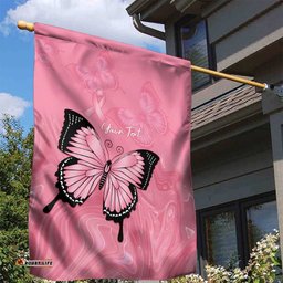 Personalised Australia Breast Cancer Awareness Garden Flag Pink Ribbon Butterfly Opal Pattern LT14