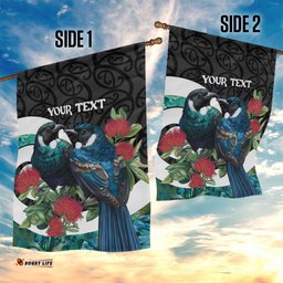 Personalised Valentine's Day New Zealand Garden Flag Tui Bird Couple Kowhaiwhai Mix Pohutukawa LT14