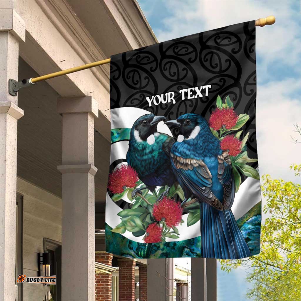 Personalised Valentine's Day New Zealand Garden Flag Tui Bird Couple Kowhaiwhai Mix Pohutukawa LT14