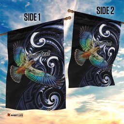 New Zealand Kea Bird Personalised Garden Flag Maori Tribal Koru Art LT9