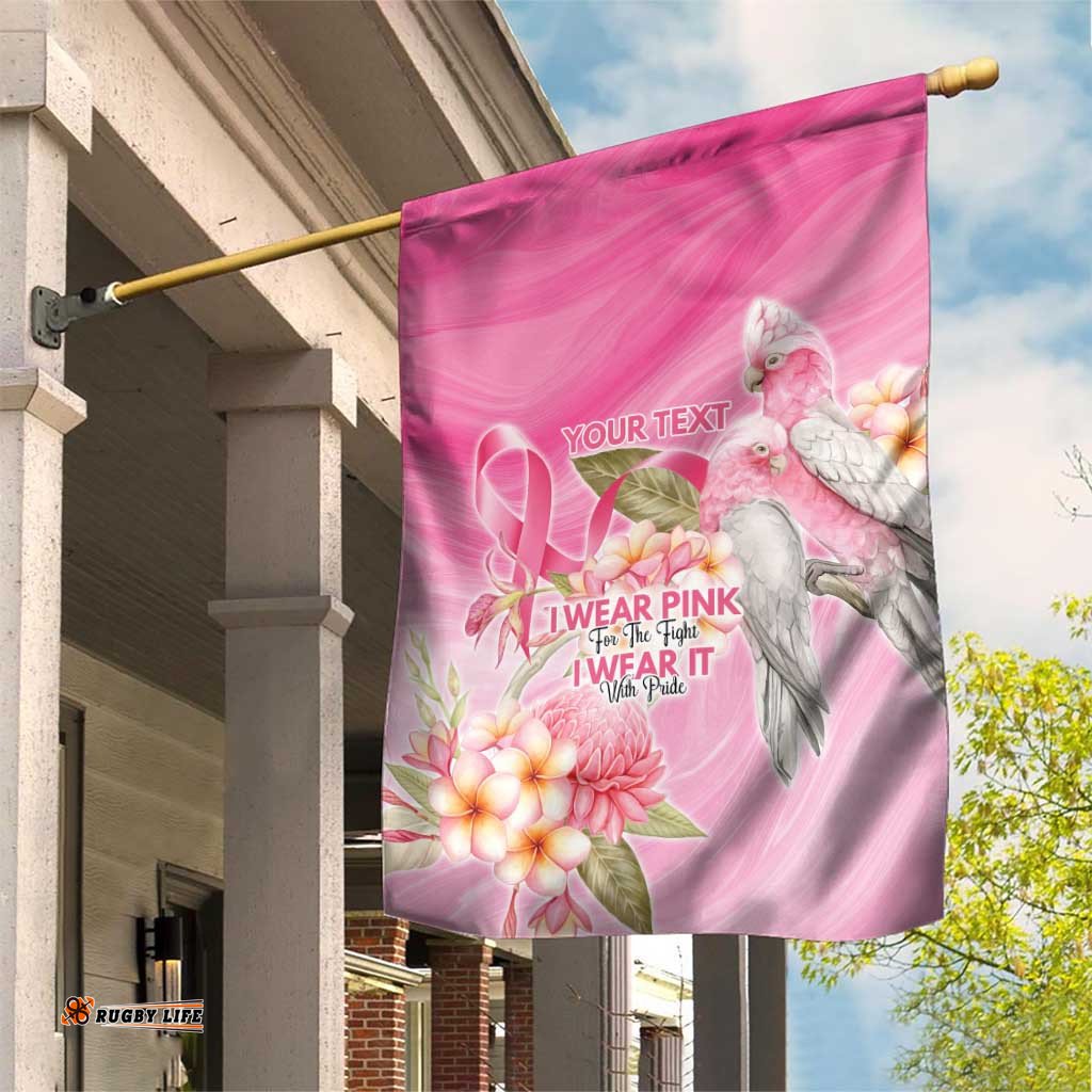 Personalised I Wear Pink For The Fight Garden Flag Australian Breast Cancer Spirit LT9