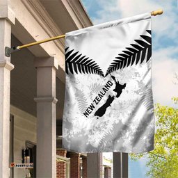 Custom New Zealand Silver Fern Football Garden Flag Go Aotearoa Grunge White LT14