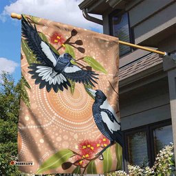 Magpies On Eucalyptus Australia Aboriginal Garden Flag LT7