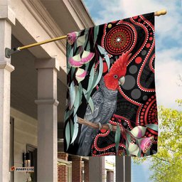 Gang-gang Cockatoo Australia Garden Flag Eucalyptus Blossoms Aboriginal Art LT14
