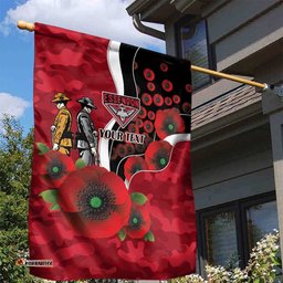 Essendon Bombers ANZAC Personalised Garden Flag Lest We Forget Poppy Camo LT9