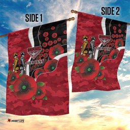 Essendon Bombers ANZAC Personalised Garden Flag Lest We Forget Poppy Camo LT9