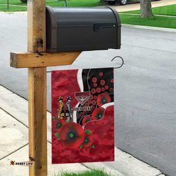 Essendon Bombers ANZAC Personalised Garden Flag Lest We Forget Poppy Camo LT9