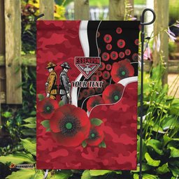 Essendon Bombers ANZAC Personalised Garden Flag Lest We Forget Poppy Camo LT9