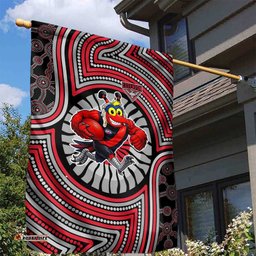 Essendon Football Club Garden Flag Indigenous Monochrome Dot Art Mascot Style TS04