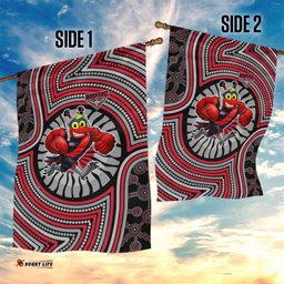 Essendon Football Club Garden Flag Indigenous Monochrome Dot Art Mascot Style TS04