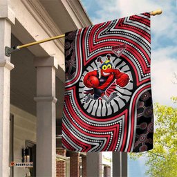 Essendon Football Club Garden Flag Indigenous Monochrome Dot Art Mascot Style TS04