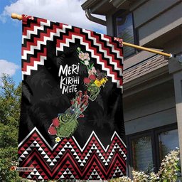 New Zealand Christmas Taniko Poutama Garden Flag Flora Map with Birds LT7