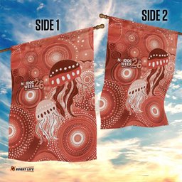 NAIDOC Deadly 50 Years Garden Flag Jellyfish Aboriginal Culture Inspired Red LT9