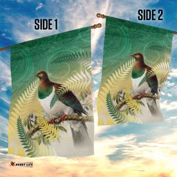 New Zealand Pigeon Kereru Garden Flag Maori Fern Art Green Gradient LT05