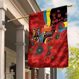 Gold Suns ANZAC Personalised Garden Flag Lest We Forget Poppy Camo LT9