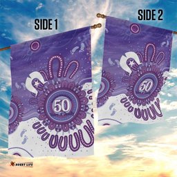 NAIDOC Week 2026 Garden Flag 50 Years Deadly Dhari Purple Aboriginal Art LT14