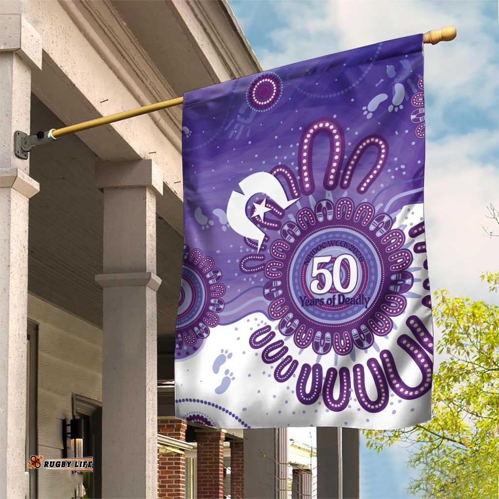 NAIDOC Week 2026 Garden Flag 50 Years Deadly Dhari Purple Aboriginal Art LT14