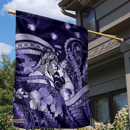 Maori Romantic Valentine Garden Flag The Hongi Kiss Purple Galaxy DT05