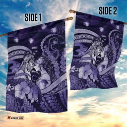 Maori Romantic Valentine Garden Flag The Hongi Kiss Purple Galaxy DT05