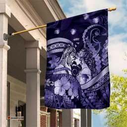 Maori Romantic Valentine Garden Flag The Hongi Kiss Purple Galaxy DT05