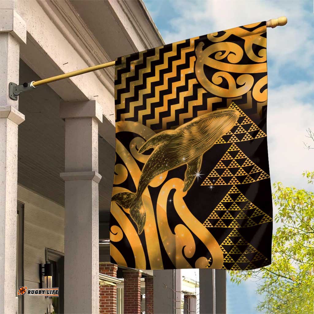 Humpback Whale Matariki New Zealand Garden Flag NZ Maori Paikea Poutama Luxury Gold LT14