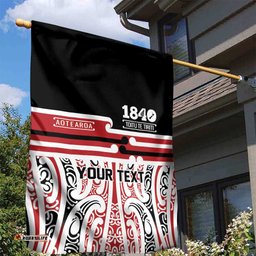 Personalised Toitu Te Tiriti Aotearoa 1840 Garden Flag Red Kowhaiwhai Puhoro LT9
