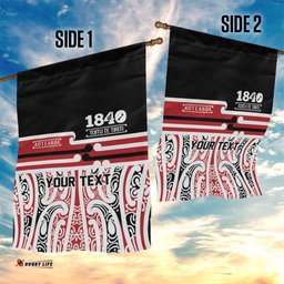 Personalised Toitu Te Tiriti Aotearoa 1840 Garden Flag Red Kowhaiwhai Puhoro LT9