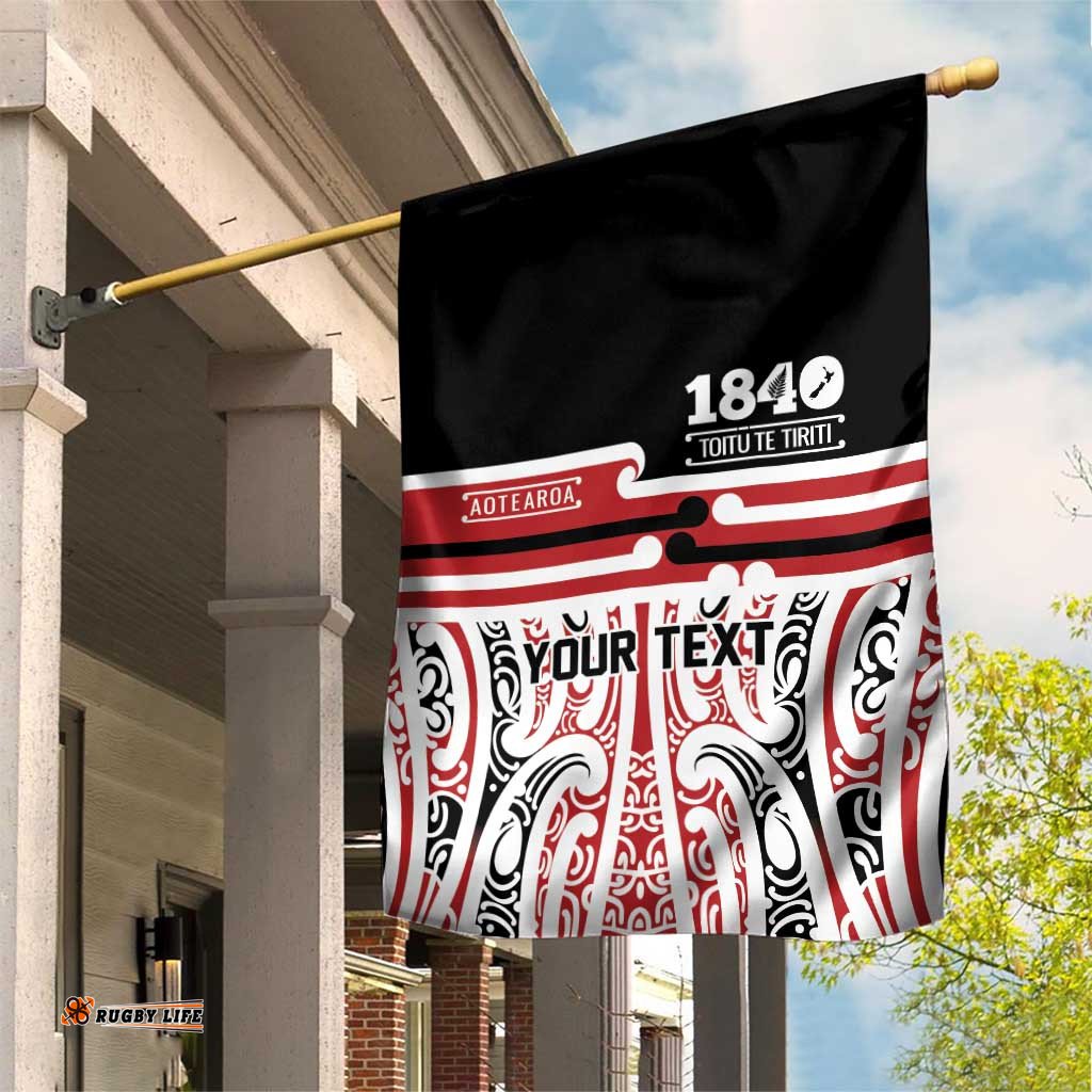 Personalised Toitu Te Tiriti Aotearoa 1840 Garden Flag Red Kowhaiwhai Puhoro LT9