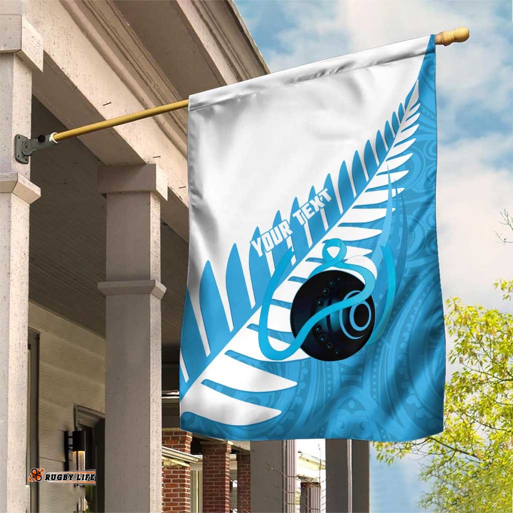 New Zealand Lawn Bowls Prostate Cancer Custom Garden Flag Aotearoa Maori Silver Fern Blue Ribbon LT14