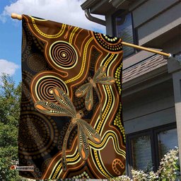 Orange Indigenous Dragonfly Australia Garden Flag Aboriginal Art LT14
