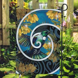 New Zealand Tui Bird Garden Flag Maori Koru With Kowhai Flowers LT05