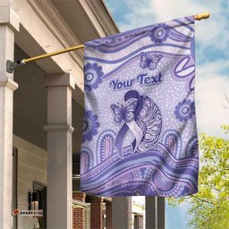 Personalised Epilepsy Awareness Garden Flag Purple Ribbon Butterfly And Brain Aboriginal Art DT05