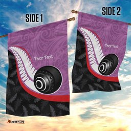 Personalised Aotearoa Lawn Bowls Garden Flag Maori and Silver Fern Sporty Style Pink Color LT03
