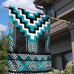 Turquoise Taniko Pattern Aotearoa Garden Flag Niho Taniwha Mix Poutama LT14