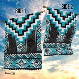 Turquoise Taniko Pattern Aotearoa Garden Flag Niho Taniwha Mix Poutama LT14