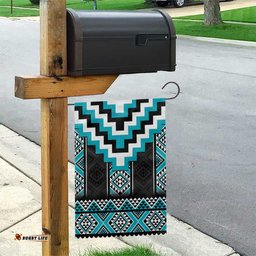 Turquoise Taniko Pattern Aotearoa Garden Flag Niho Taniwha Mix Poutama LT14