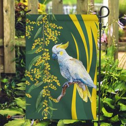 White Cockatoo and Golden Wattle Garden Flag Australian Native Bird LT9
