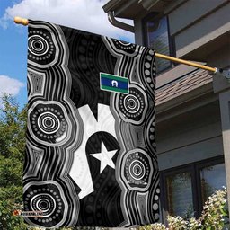 Torres Strait Islander Garden Flag Flag Feather Headdress Indigenous Dotwork Tribal Art TS04