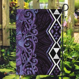 Purple Aotearoa Garden Flag Taniko Motifs With Paua Shell Kowhaiwhai LT14