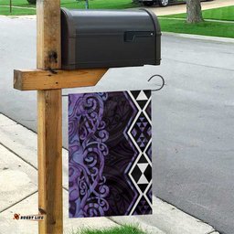 Purple Aotearoa Garden Flag Taniko Motifs With Paua Shell Kowhaiwhai LT14