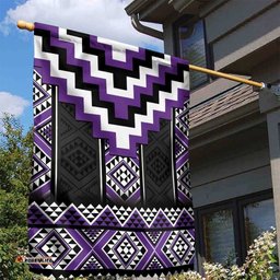 Purple Taniko Pattern Aotearoa Garden Flag Niho Taniwha Mix Poutama LT14