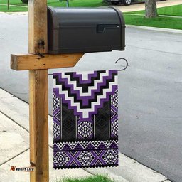 Purple Taniko Pattern Aotearoa Garden Flag Niho Taniwha Mix Poutama LT14