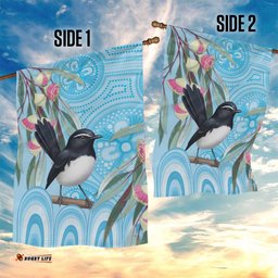 Willie wagtail Australia Garden Flag Eucalyptus Blossoms Aboriginal Art LT14