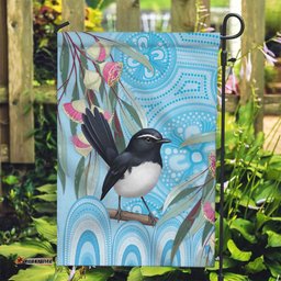 Willie wagtail Australia Garden Flag Eucalyptus Blossoms Aboriginal Art LT14