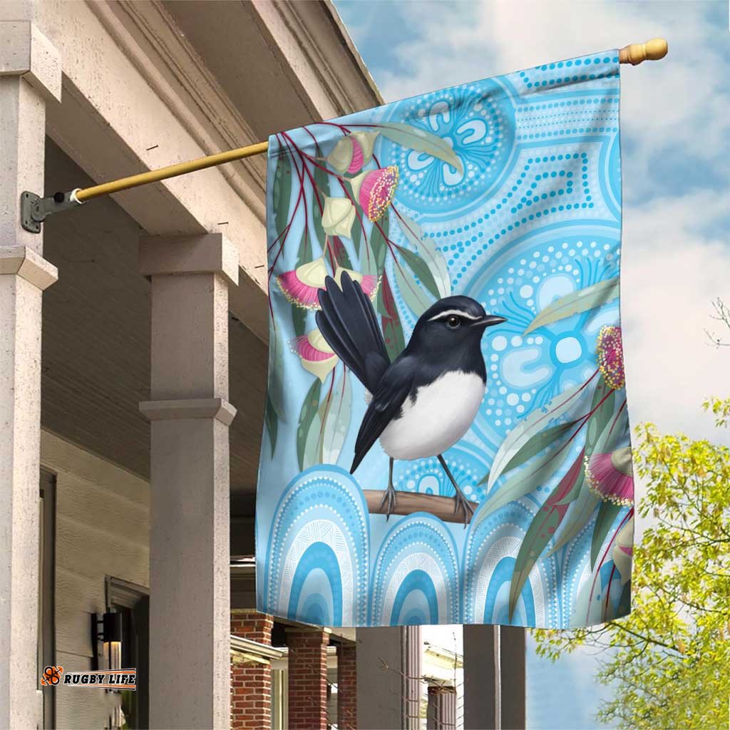 Willie wagtail Australia Garden Flag Eucalyptus Blossoms Aboriginal Art LT14