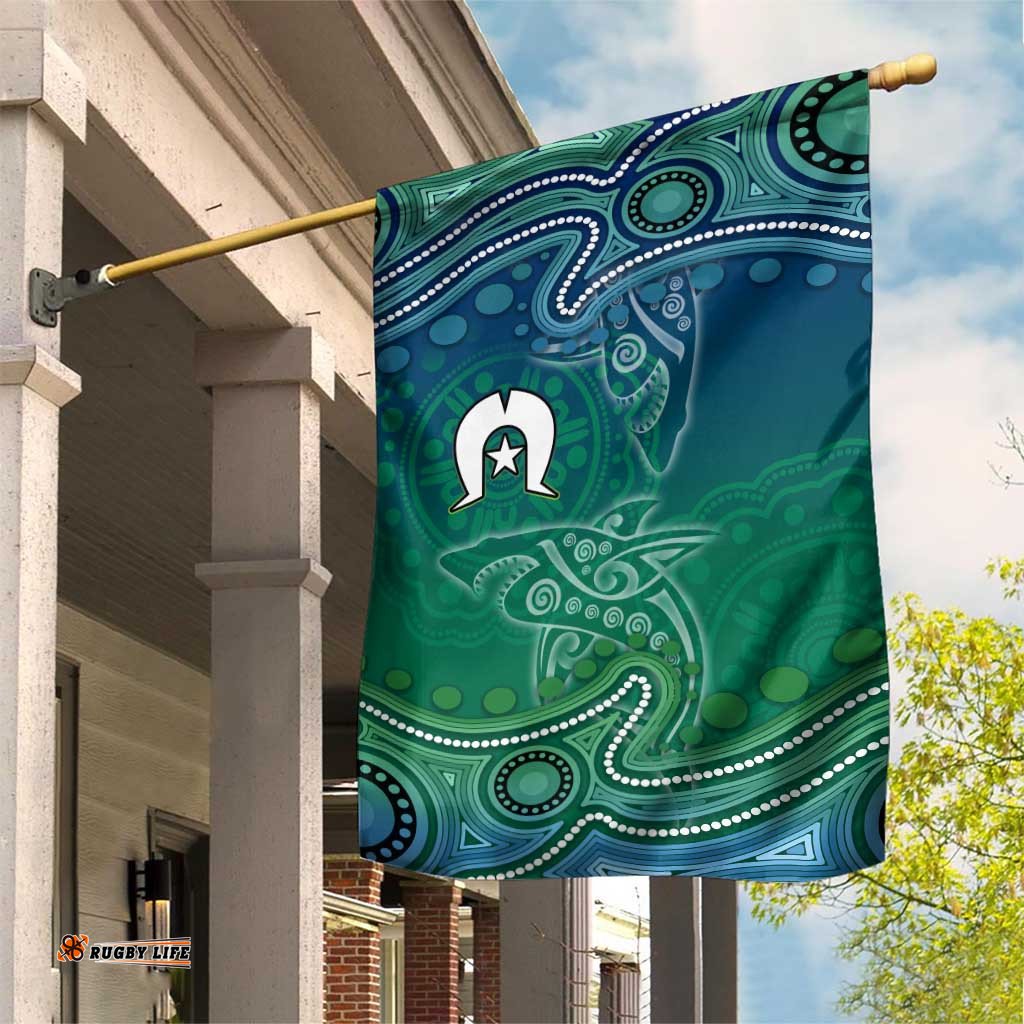 Torres Strait Islands Garden Flag Shark Indigenous Australian Tribal Dot Art TS04
