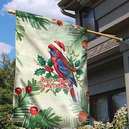 Watercolor Floral Crimson Rosella Garden Flag Its Aussie Christmas Time! LT9